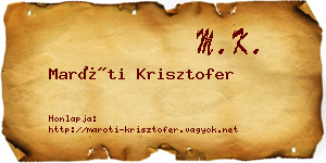 Maróti Krisztofer névjegykártya